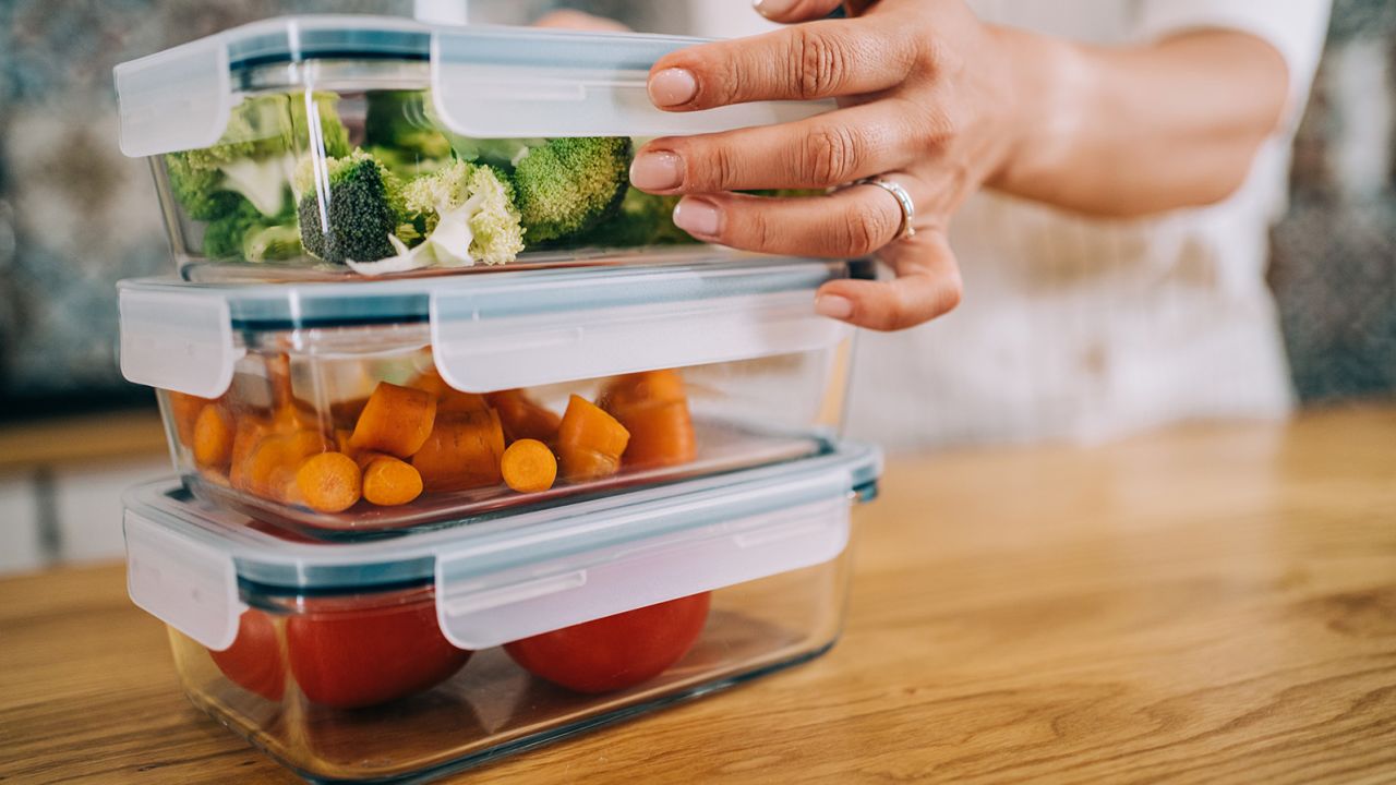 Glass food storage containers are a safer option.