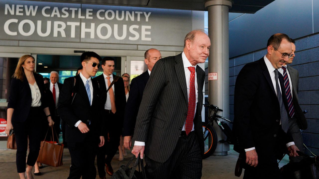 Fox lawyers leave the courthouse after Dominion Voting Systems and Fox settled a defamation lawsuit for $787.5 million, avoiding trial, over Fox's coverage of debunked election-rigging claims, in Delaware Superior Court, in Wilmington, Delaware, U.S. April 18, 2023. 