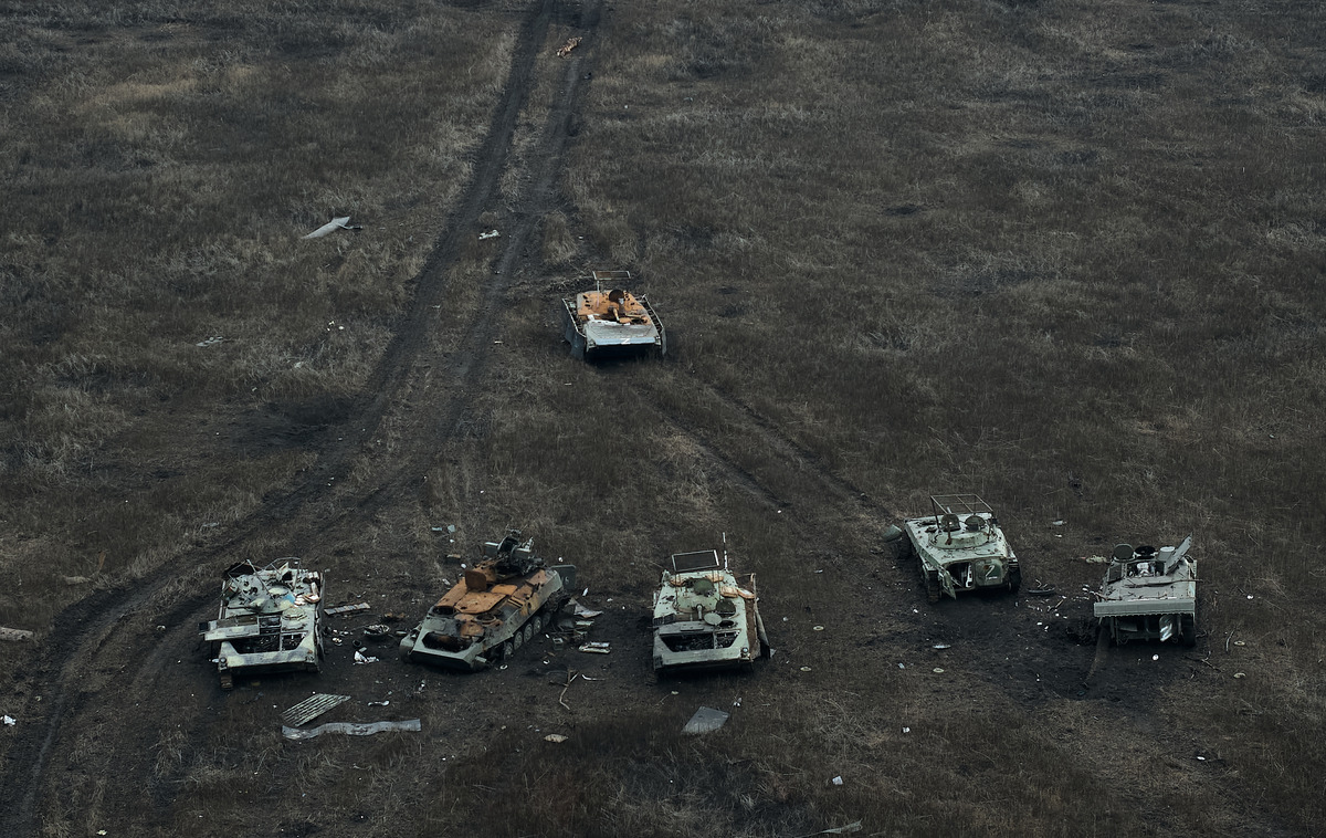 Destroyed Russian armored vehicles around Avdiivka