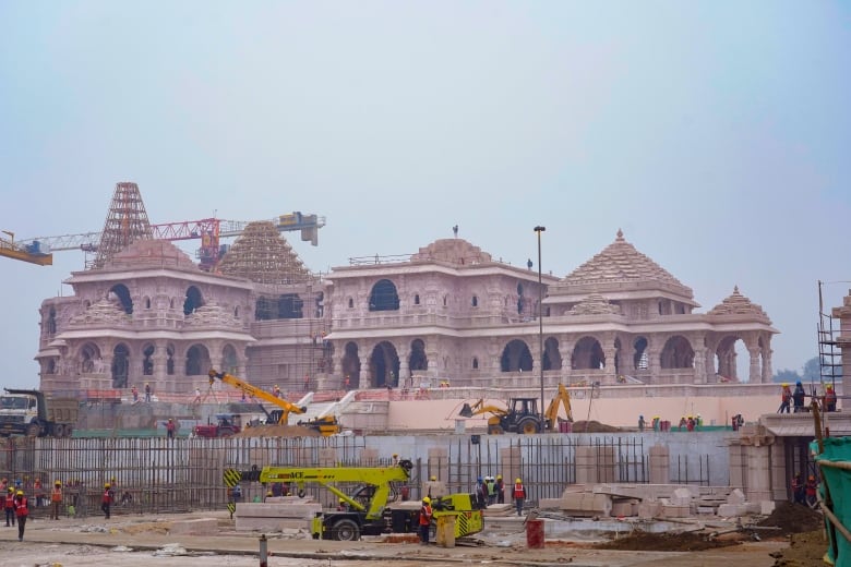 A Hindu temple under construction.