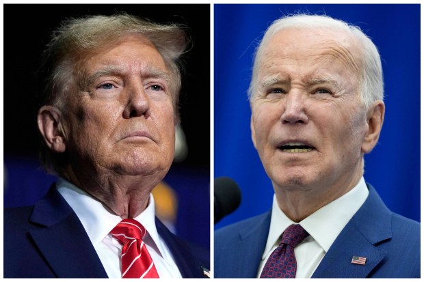 Former President Donald Trump, left, and President Joe Biden. (AP)